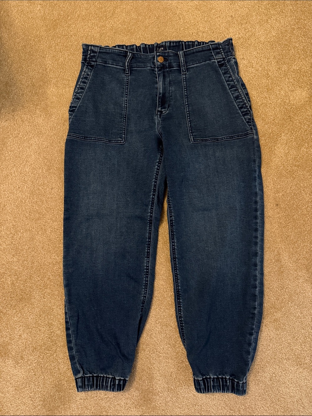 J. Crew Women's Dark Blue High-Waist Elastic Cuff Jeans 31 Petite